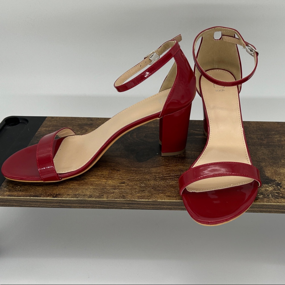 KKP Red Patent Block Heel Sandals – EU 40 / US Women’s 9 – Elegant & Bold!